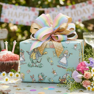 Alice in Wonderland Wrapping Paper Cute Kids