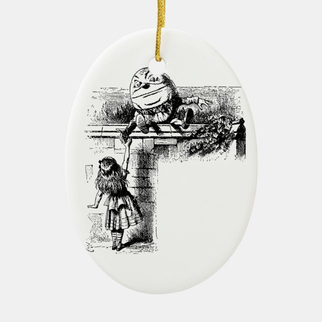 Alice in Wondlerand, Humpty Dumpty with Alice Ceramic Tree Decoration (Front)