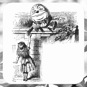 Alice in Wondlerand, Humpty Dumpty with Alice Square Sticker