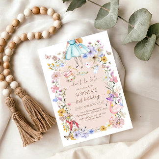 Alice In Worderland Wildflower Birthday Invitation