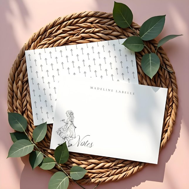 Alice Key Vintage Alice in Wonderland Name Card (Alice Key Vintage Alice in Wonderland Name Note Card)