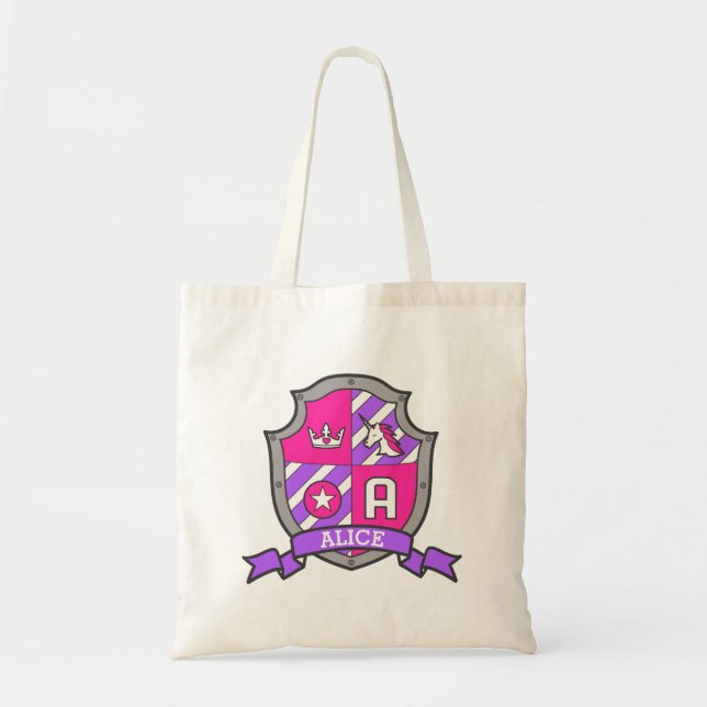 Alice knight shield A name pink purple library Tote Bag (Front)