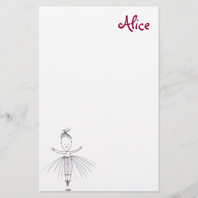 Alice - Little Dancer Personalised Stationery (Front)