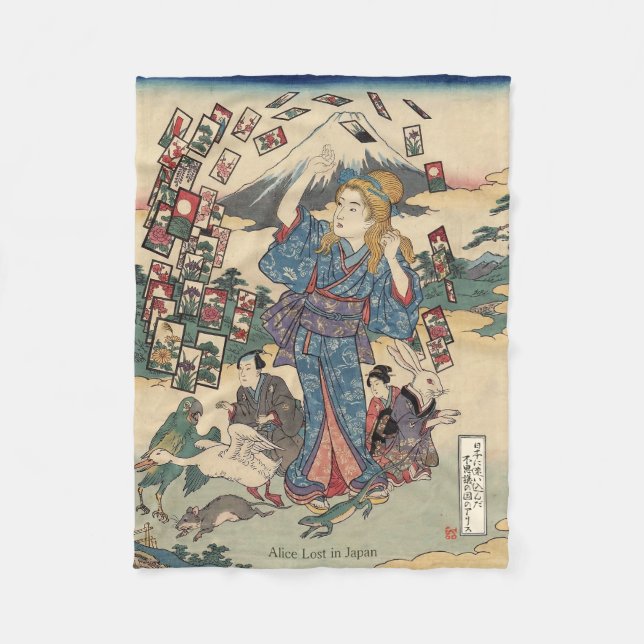 Alice Lost in Japan | Ukiyo-e Floating Wonderland Fleece Blanket (Front)