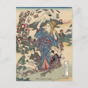 Alice Lost in Japan Ukiyo-e Floating Wonderland Postcard