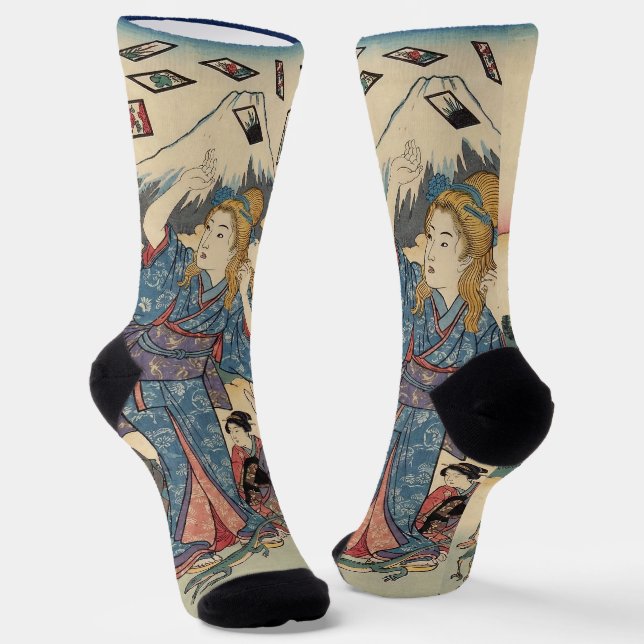 Alice Lost in Japan | Ukiyo-e Floating Wonderland Socks (Angled)