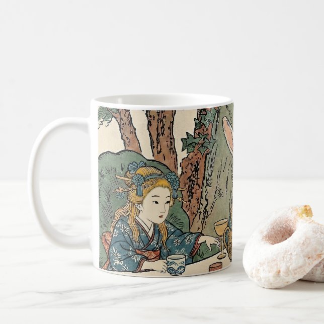 Alice Lost in Japan | Ukiyo-e Mad Tea Party Coffee Mug (With Donut)