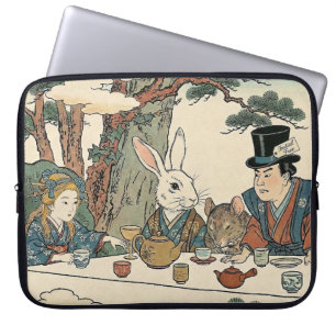 Alice Lost in Japan Ukiyo-e Mad Tea Party Laptop Sleeve