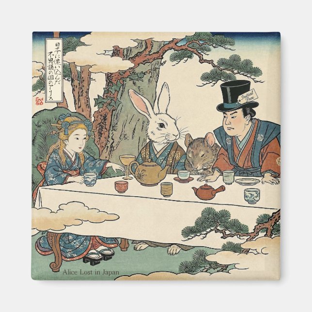Alice Lost in Japan | Ukiyo-e Mad Tea Party Magnet (Front)