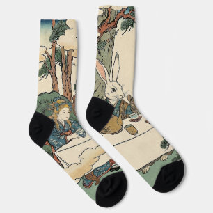 Alice Lost in Japan Ukiyo-e Mad Tea Party Socks