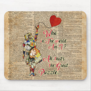 Alice,Mad Hatter &Rabbit Vintage Collage Quote Mouse Mat
