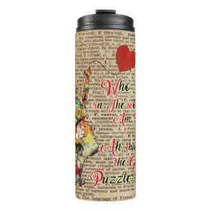 Alice,Mad Hatter &Rabbit Vintage Collage Quote Thermal Tumbler