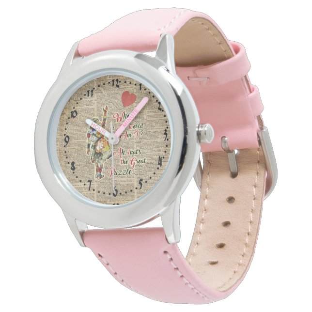 Alice,Mad Hatter & Rabbit Vintage Collage Watch (Angled)