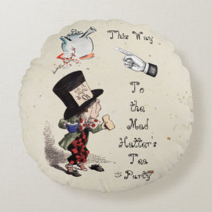 Alice - Mad Hatter Tea Party 1865 Round Cushion
