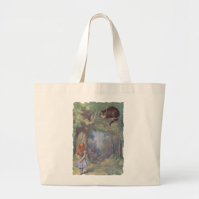 Alice meets Cheshire Cat Large Tote Bag (Front)
