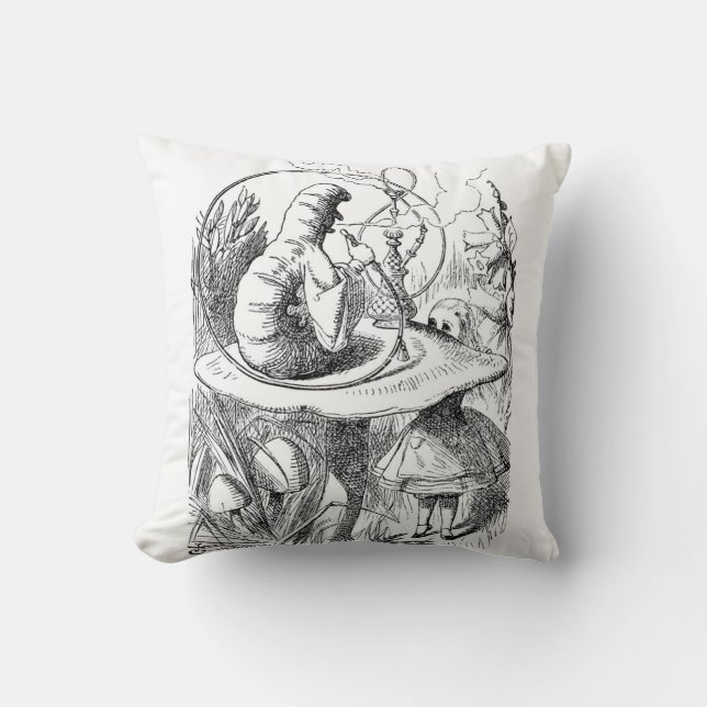 Alice Meets the Caterpillar - Alice in Wonderland Cushion (Front)