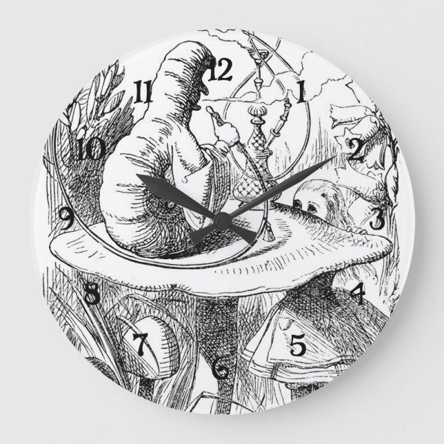 Alice Meets the Caterpillar - Alice in Wonderland Large Clock (Front)