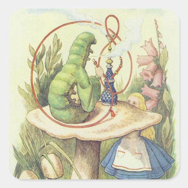 Alice Meets the Caterpillar Square Sticker (Front)