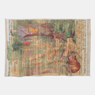 Alice meets the Cheshire .cat Tea Towel