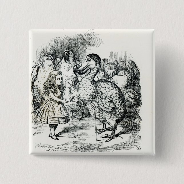 Alice meets the Dodo 15 Cm Square Badge (Front)