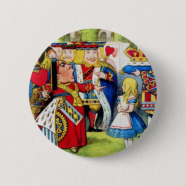 Alice Meets the Queen of Hearts in Wonderland 6 Cm Round Badge (Front)