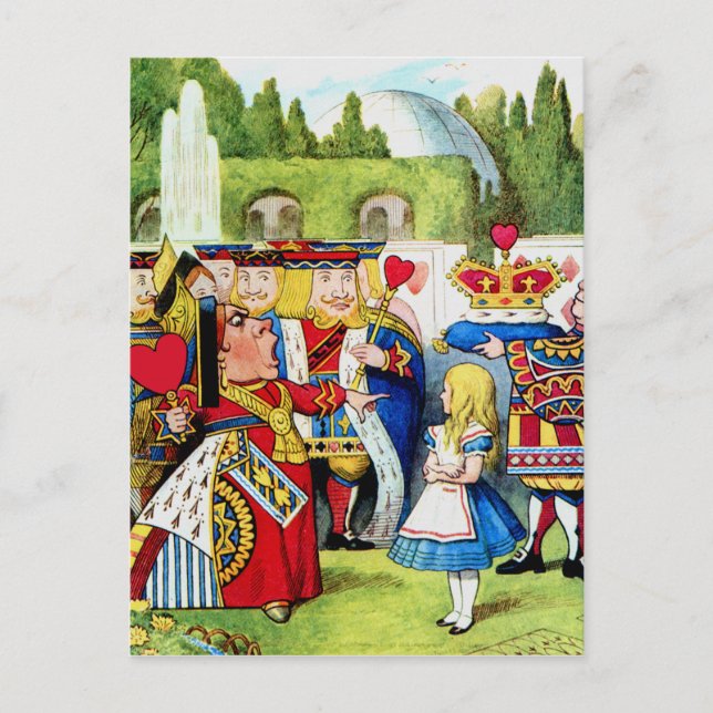 Alice Meets the Queen of Hearts in Wonderland Postcard (Front)