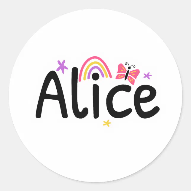 Alice name cute design classic round sticker | Zazzle