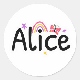 Alice name cute design classic round sticker