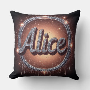Alice Name Diamond Logo Badge in Sparkling Jewelle Cushion