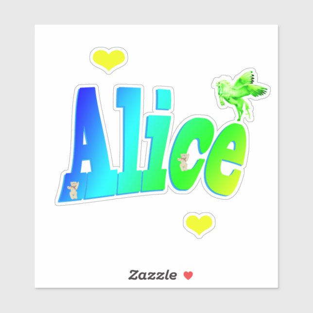Alice Name Logo With Unicorn, (Sheet)