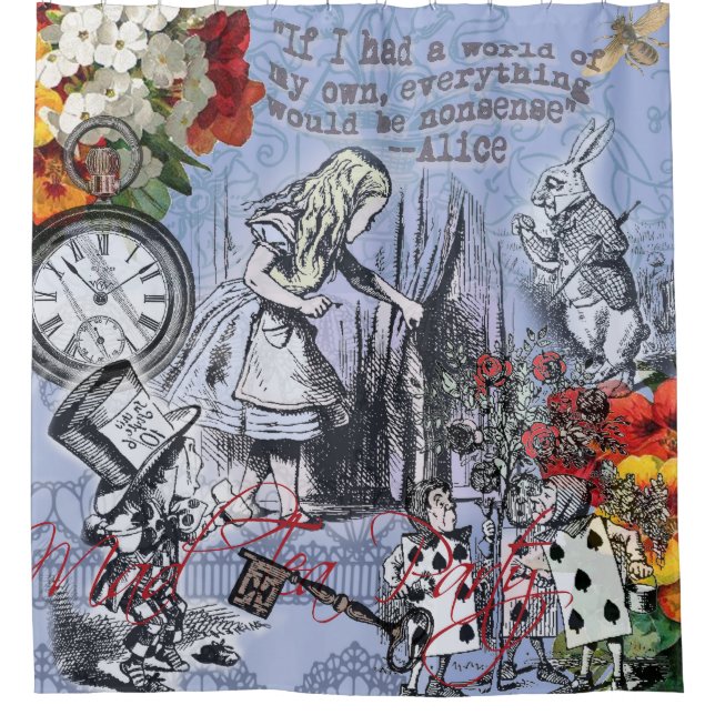 Alice nonsense curtain wonderland - Blue (Front)