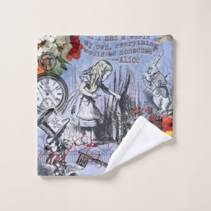 Alice nonsense curtain wonderland - Blue Bath Towel Set