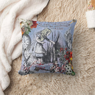 Alice nonsense curtain wonderland - Blue Cushion