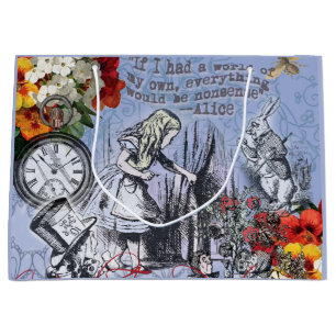 Alice nonsense curtain wonderland - Blue Large Gift Bag