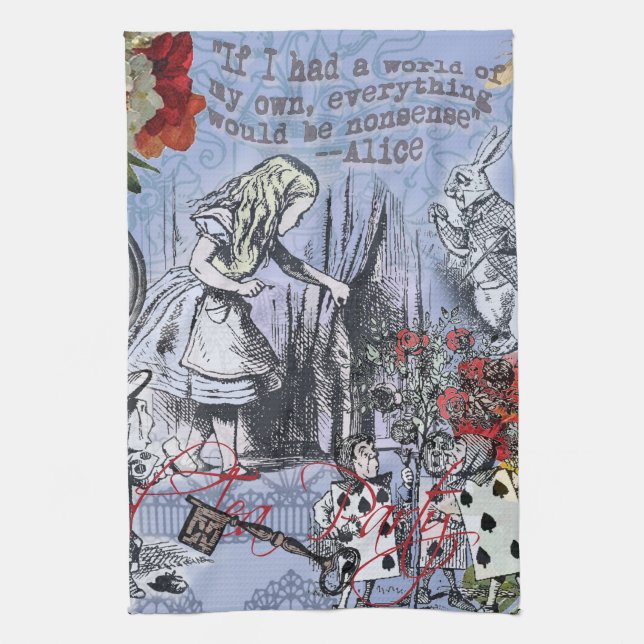 Alice nonsense curtain wonderland - Blue Tea Towel (Vertical)