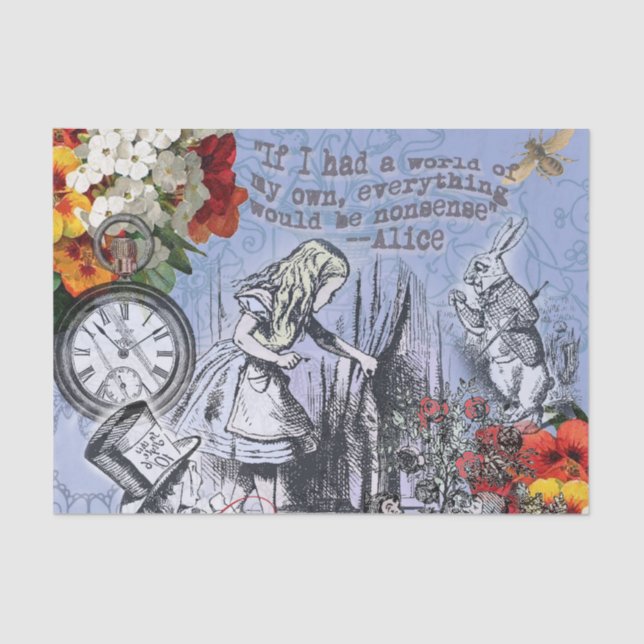 Alice nonsense curtain wonderland - Blue Tissue Paper (Front)