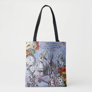 Alice nonsense curtain wonderland - Blue Tote Bag