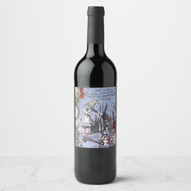 Alice nonsense curtain wonderland - Blue Wine Label (Front)