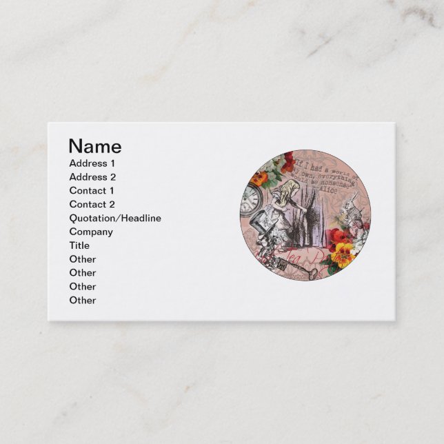 Alice nonsense curtain wonderland business card (Front)