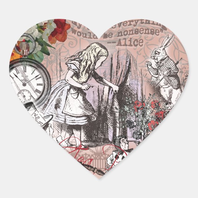 Alice nonsense curtain wonderland heart sticker (Front)