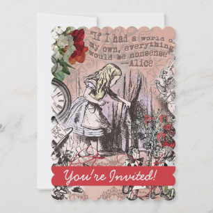 Alice nonsense curtain wonderland invitation