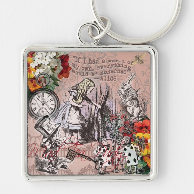 Alice nonsense curtain wonderland key ring (Front)