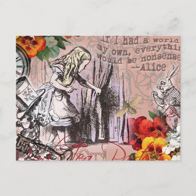 Alice nonsense curtain wonderland postcard (Front)