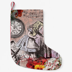 Alice nonsense curtain wonderland small christmas stocking