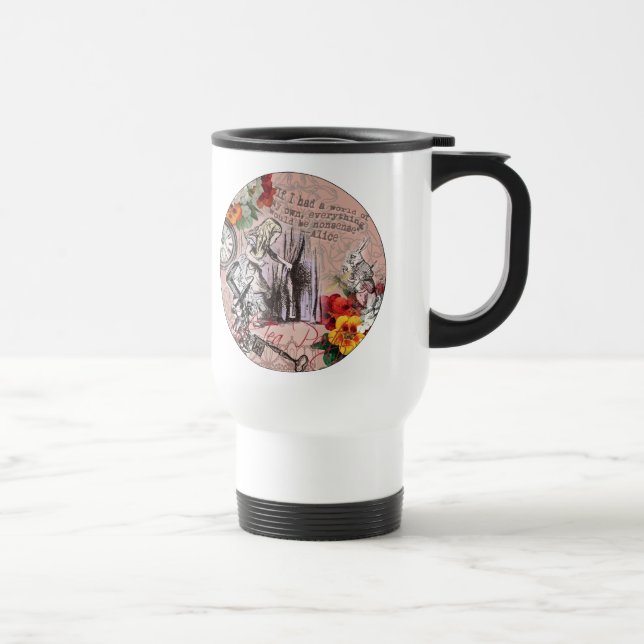Alice nonsense curtain wonderland travel mug (Right)