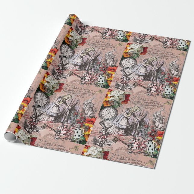 Alice nonsense curtain wonderland wrapping paper (Unrolled)