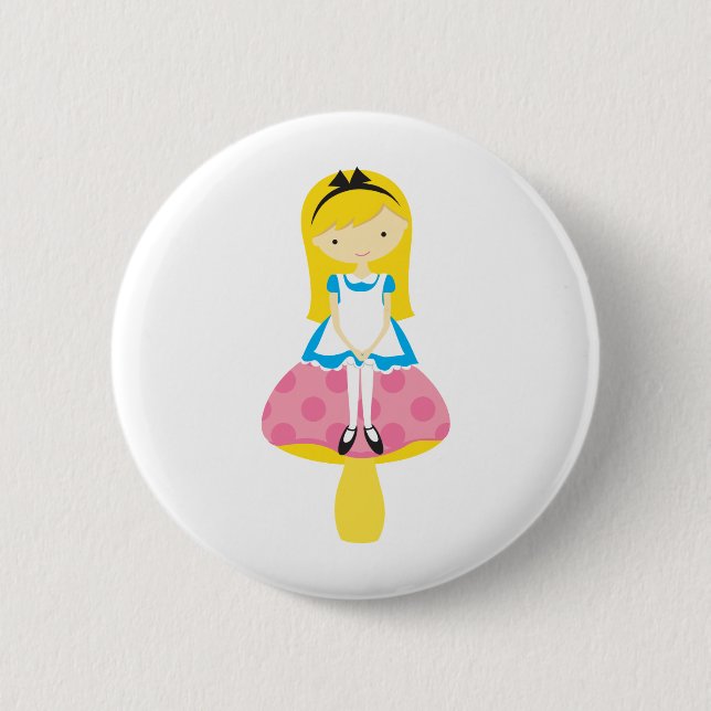 Alice on A Mushroom 6 Cm Round Badge (Front)