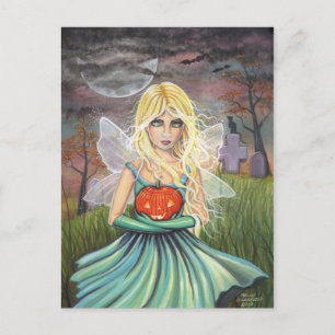 Alice on Halloween Postcard by Molly Harrison