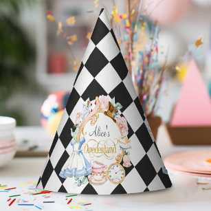 Alice Onederland, tea party, girl 1st birthday Party Hat