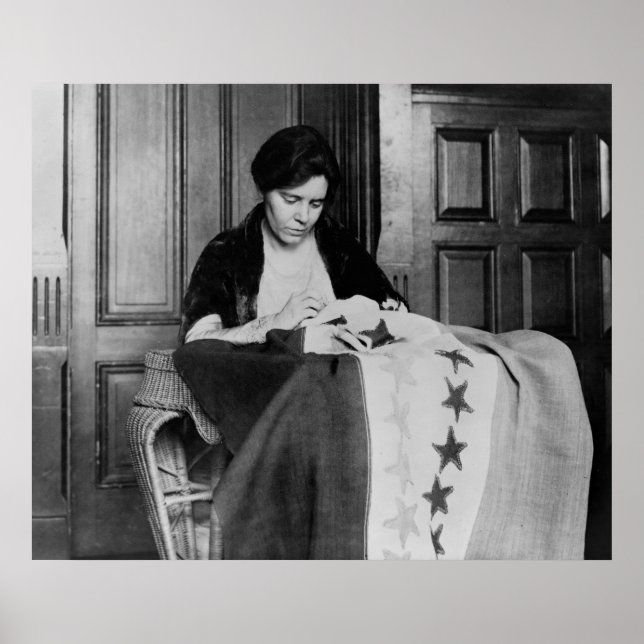 Alice Paul, Sewing Suffrage Flag, 1910s Poster (Front)